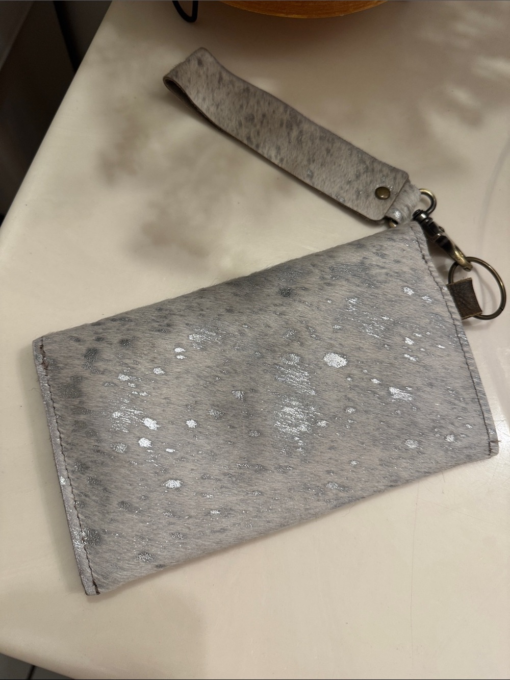 Keep It Gypsy!Designer Gray Embellished Wristlet Clutch with Monogram Medallion - Picture 4 of 6